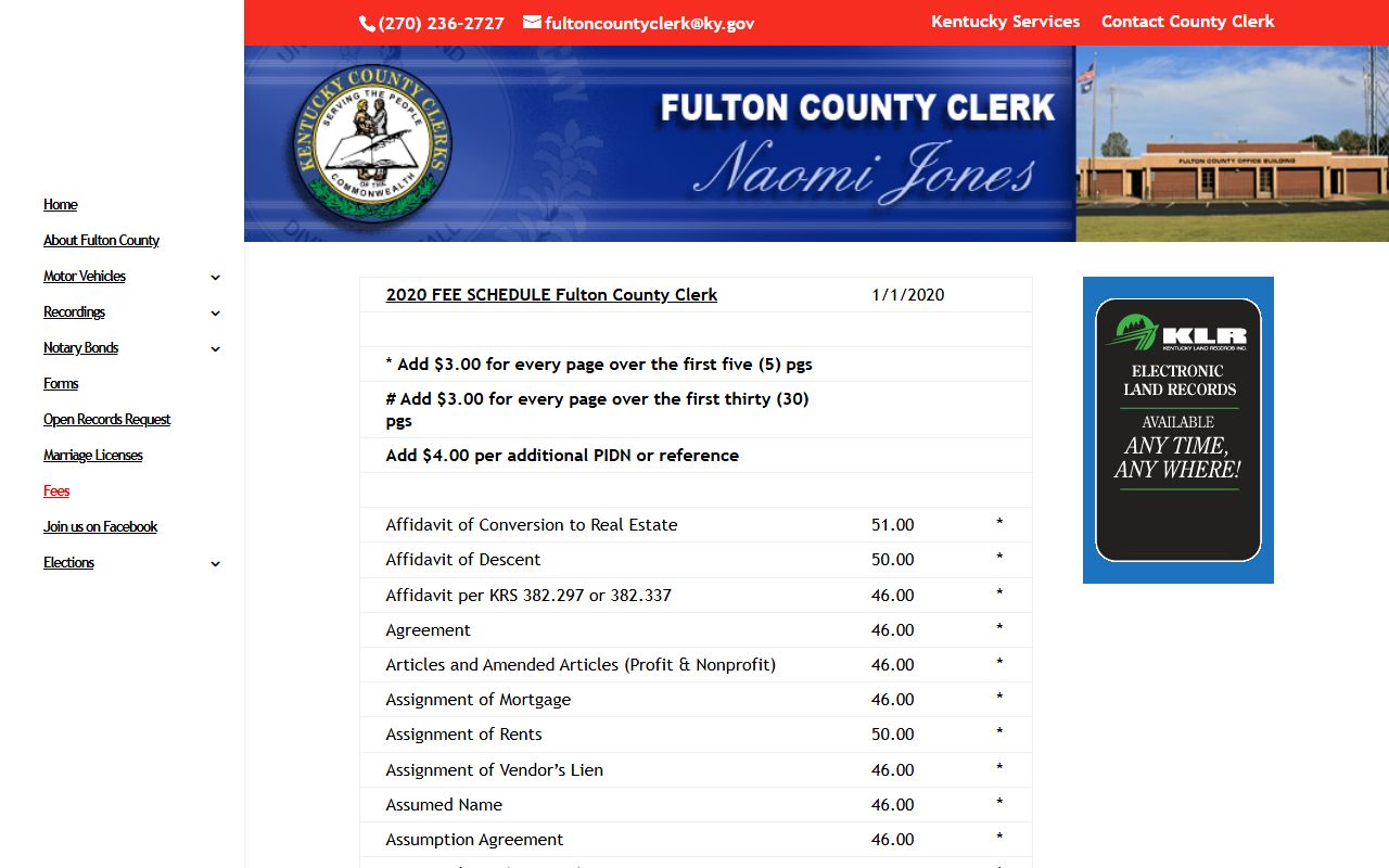 Fulton County Circuit Court Clerk routing and County Clerk fees distinction