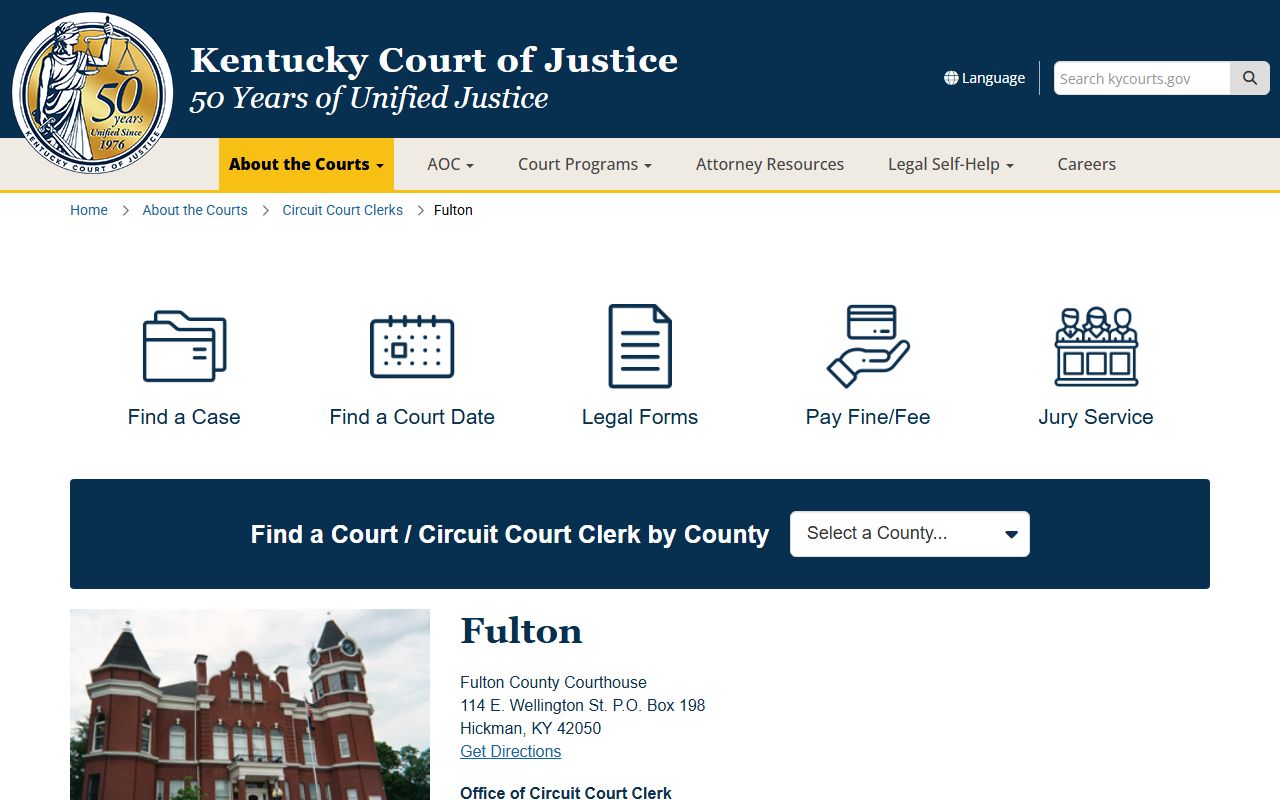Fulton County court records Kentucky Court of Justice county page